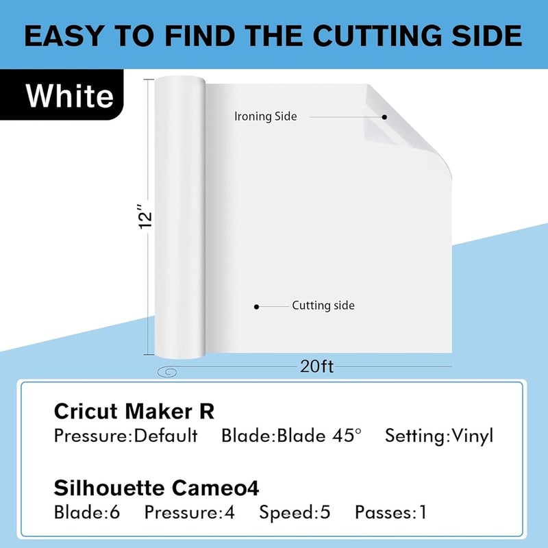 A-SUB Sublimation HTV for Dark and Light Fabric, 12" X 20FT Matte Sublimation Vinyl, White HTV Vinyl for Sublimation on Cotton Fabric - T-Shirt, Pillow, Bag - Image 5